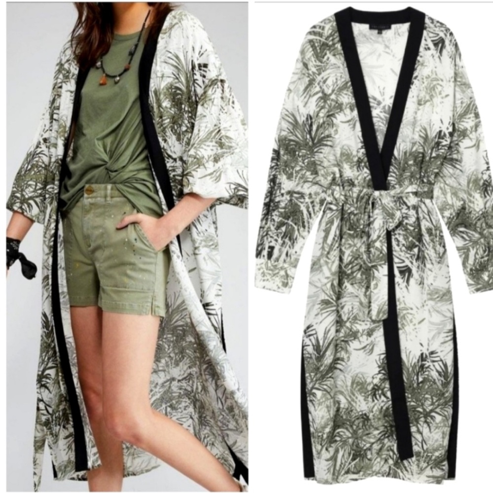 Sanctuary by anthropology NWOT Monochrome Leaf Print Vacation Kimono woman’s OS